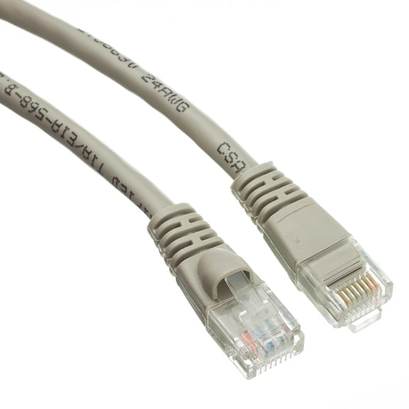 Cat 5E Gray Ethernet Patch Cable, Snagless - Molded Boot, 1.5 Foot