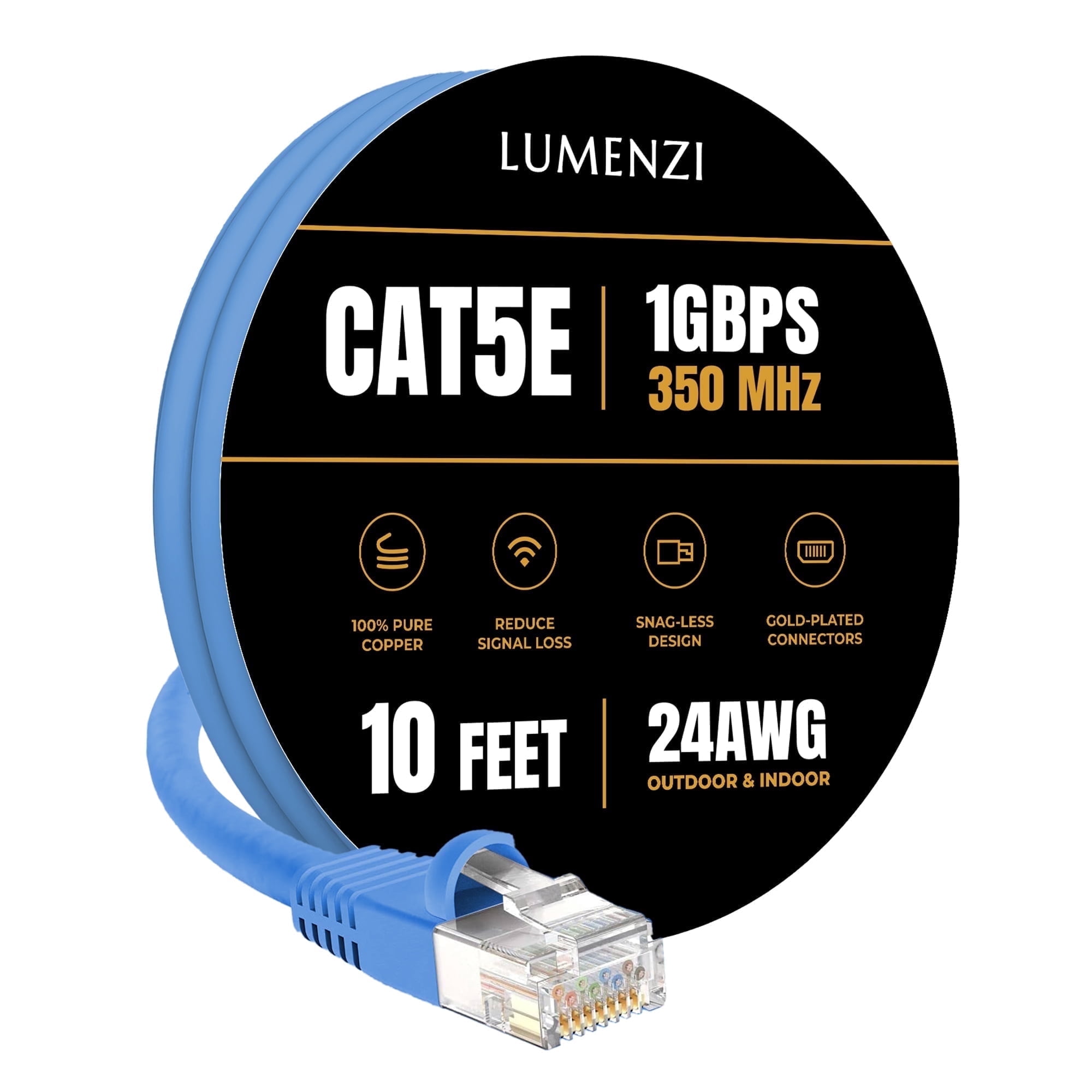 Blue Ethernet cable for high-speed networking.