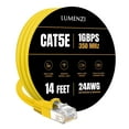thumbnail image 1 of Cat 5e Ethernet Cable 14 FT in Yellow 1 Gbps Speed Network Long Round Rj45 Outdoor Indoor Direct Burial Bare Copper LAN Patch Cable for Router Gaming PS5 XBOX Printer Computer CCTV Switch, 1 of 5
