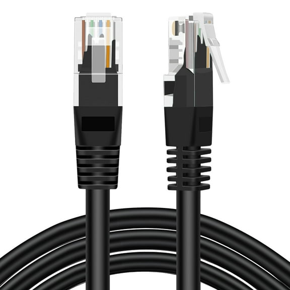 Cat 5e Ethernet Cable 25ft, Cat 5 Internet Patch Cable Cat5e Cable RJ45 Connector LAN Network Cable Cat5 Wire Patch Cord Snagless Computer Ether Wire (50 Foot Black)