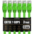 thumbnail image 1 of Cat 5e Ethernet Cable 3 FT in Green 6 Pack 1 Gbps Speed Network Short Round Rj45 Outdoor Indoor Direct Burial Bare Copper LAN Patch Cable for Router Gaming PS5 XBOX Printer Computer CCTV Switch, 1 of 5