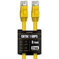 thumbnail image 1 of Cat 5e Ethernet Cable 5 FT in Yellow 2 Pack 1 Gbps Speed Network Round Rj45 Outdoor Indoor Direct Burial Bare Copper LAN Patch Cable for Router Gaming PS5 XBOX Printer Computer CCTV Switch, 1 of 5
