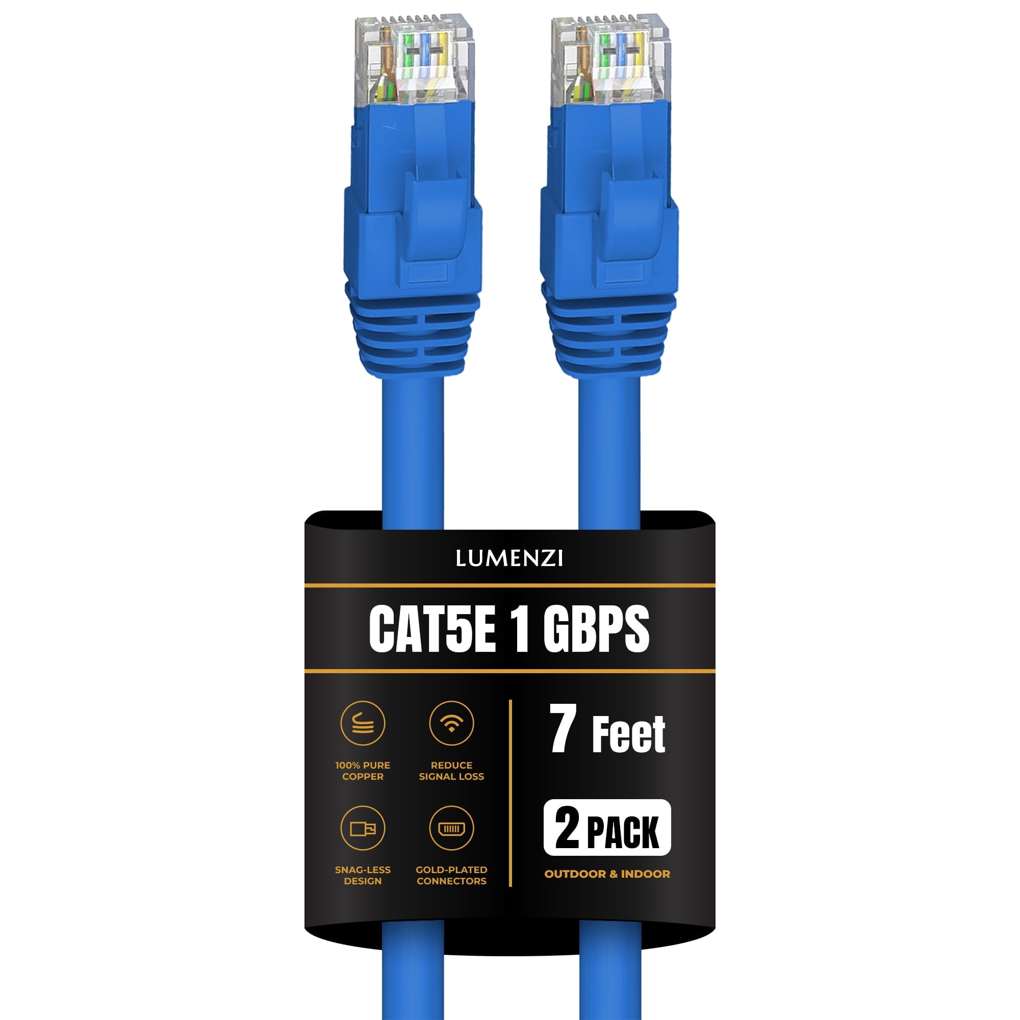 Blue Ethernet cables for high-speed networking.