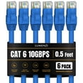 thumbnail image 1 of Cat 6 Ethernet Cable 0.5 FT in Blue 6 Pack 10 Gbps Speed Network Short Round Rj45 Outdoor Indoor Direct Burial Bare Copper LAN Patch Cable for Router Gaming PS5 XBOX Printer Computer CCTV Switch, 1 of 5