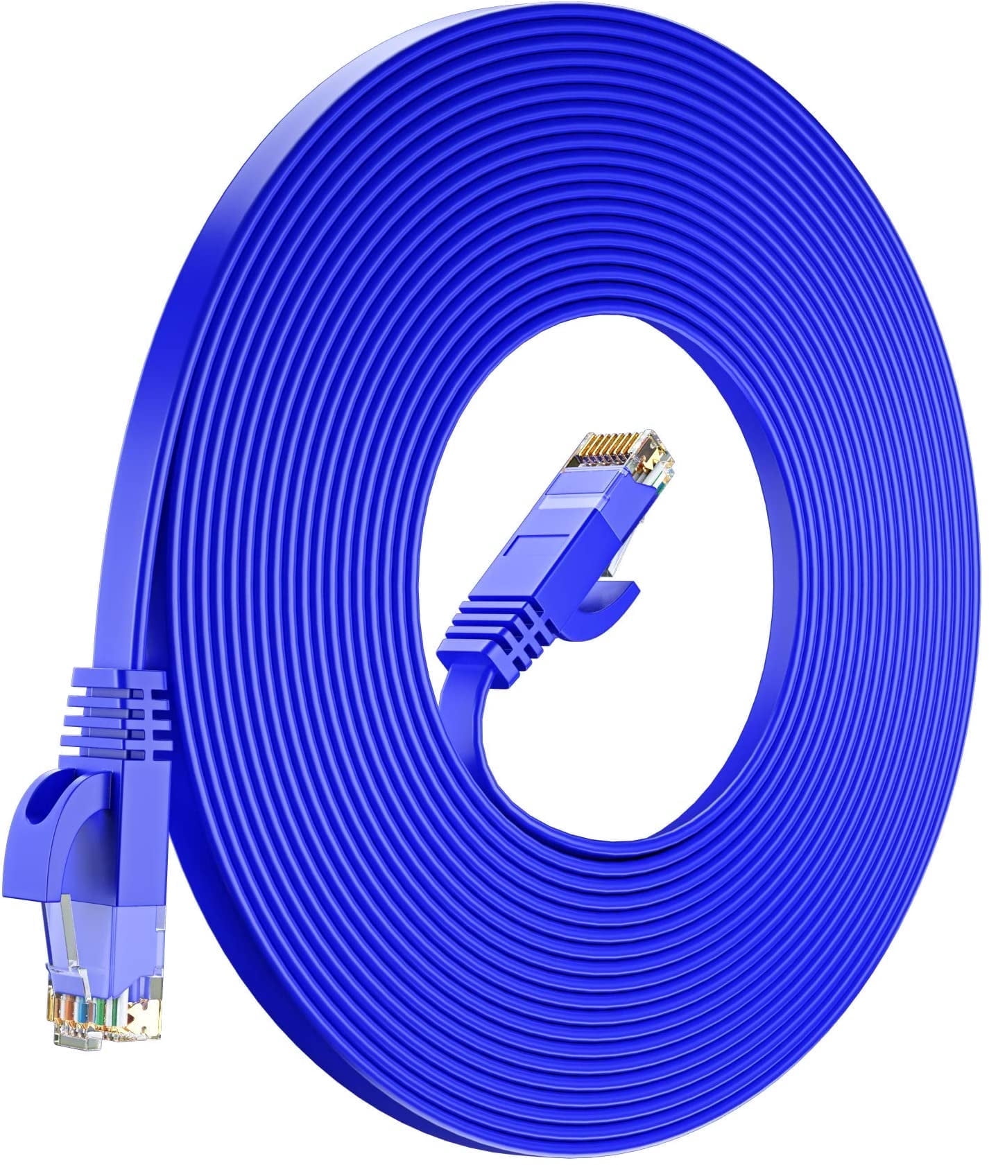 Cat6 Ethernet Cable 100ft, Blue - Flat High-Speed Network Cables for Gaming, Streaming, Router, Modem, PC, PS5, Xbox - Durable & Space-Saving Design