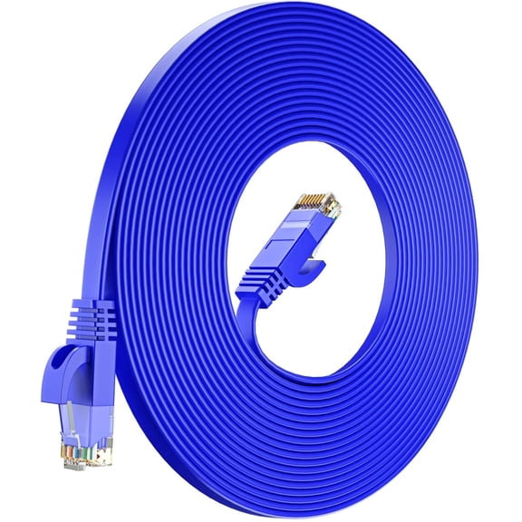 Cat6 Ethernet Cable 100ft, Blue - Flat High-Speed Network Cables for Gaming, Streaming, Router, Modem, PC, PS5, Xbox - Durable & Space-Saving Design