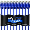 thumbnail image 1 of Cat 6 Ethernet Cable 25 Ft, 100% Pure Copper, Cat6 Cable (10 Pack) LAN Cable, Internet Cable, Patch Cable and Network Cable - UTP (Blue) 25 Feet, 1 of 7