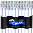 thumbnail image 1 of Cat 6 Ethernet Cable 25 Ft, 100% Pure Copper, Cat6 Cable (10 Pack) LAN Cable, Internet Cable, Patch Cable and Network Cable - UTP (White) 25 Feet, 1 of 7
