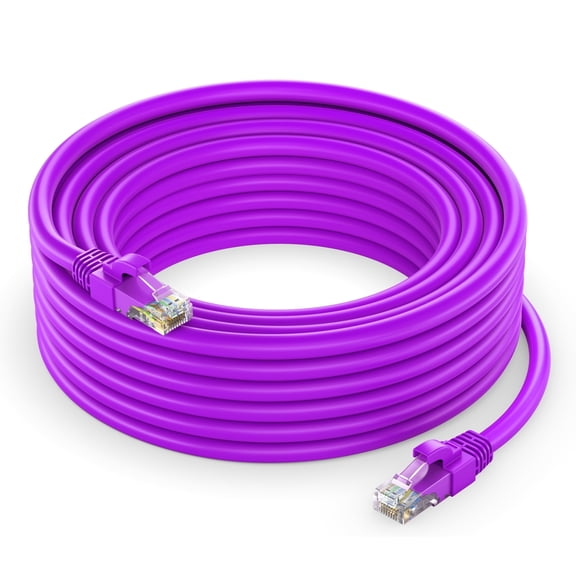 Cat 6 Ethernet Cable 25 Ft, 100% Pure Copper, Cat6 Cable LAN Cable, Internet Cable, Patch Cable and Network Cable - UTP (Purple) 25 Feet