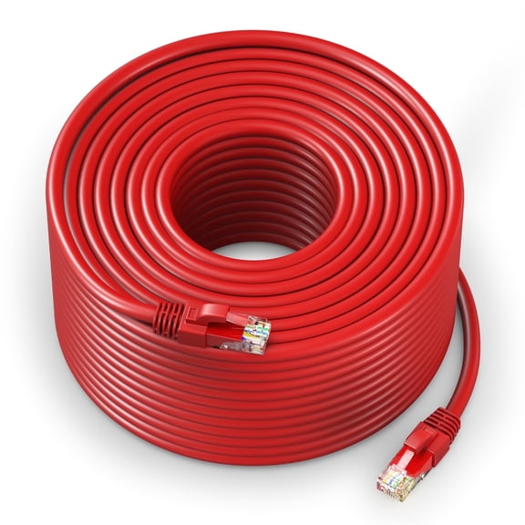 Maximm Cat 6 Ethernet Patch Cable, Pure Copper Utp Gigabit, 300 ft, Red, 1 Pack