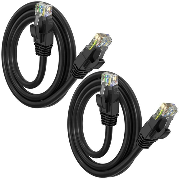Maximm Cat6 Ethernet Cable 2-Pack 3 ft – CCA LAN Network Patch Cords, RJ45, Black