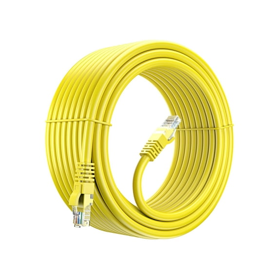 Cat 6 Ethernet Cable 40 Ft, 100% Pure Copper, Cat6 Cable LAN Cable, Internet Cable, Patch Cable and Network Cable - UTP (Yellow) 40 Feet