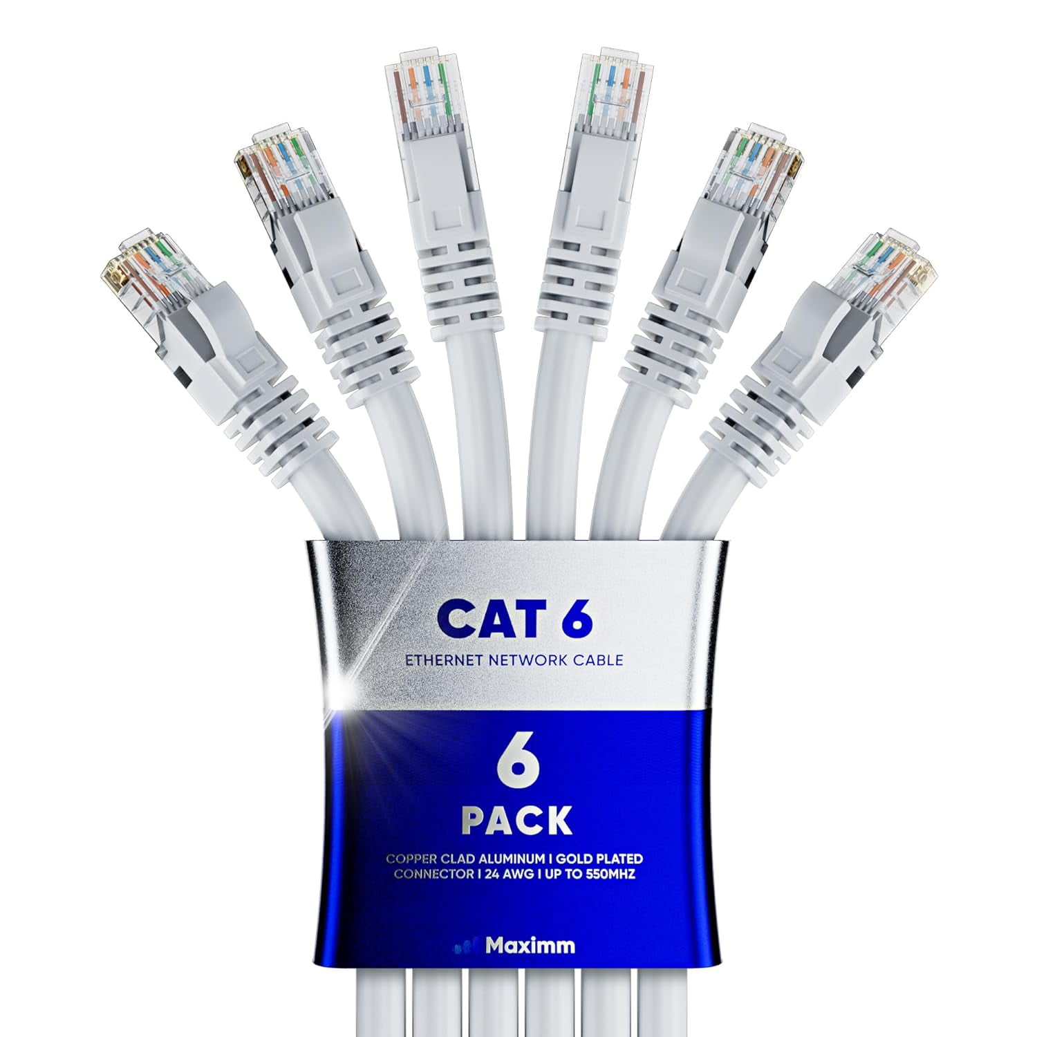 Cat 6 Cable 5 Ft, (6Pack) Cat6 Cable, LAN Cable, Cable, Patch Cable and