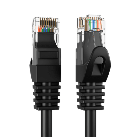 Cat 6 Ethernet Cable 5 Pack Black 3ft 10Gbps High Speed Performance Snagless Network LAN UTP 550MHZ Patch Cord Internet RJ45 Internet Cable - 3 Feet