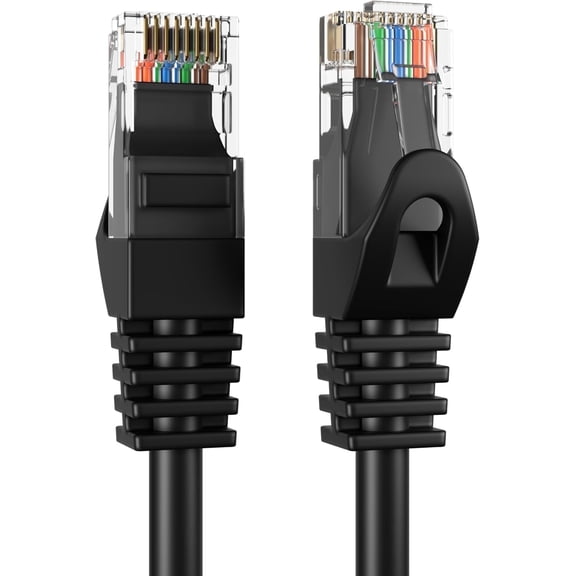 Cat6 5-Pack of 7ft Network Ethernet Patch Cables, 550Mhz Internet Wire, For Router, Modem, PC, Laptop, TVs, Printer Cord, Consoles, Copper-Clad Aluminum, Black, Cables Direct Online