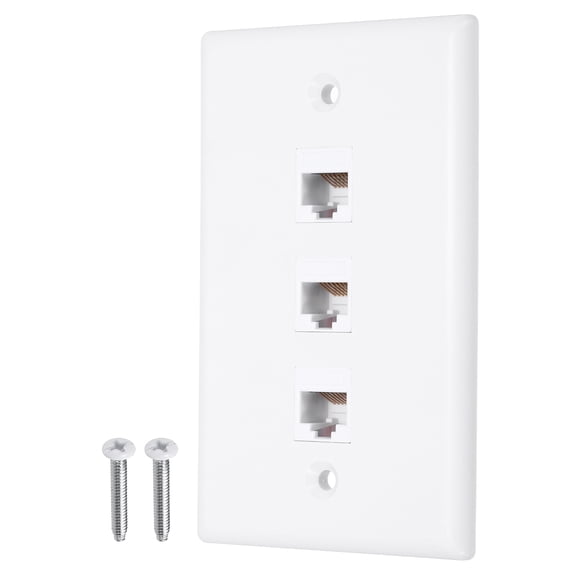 Cat 6 Ethernet Wall Plate, 3 Port RJ45 Key-stone Jack Wall Plates, White