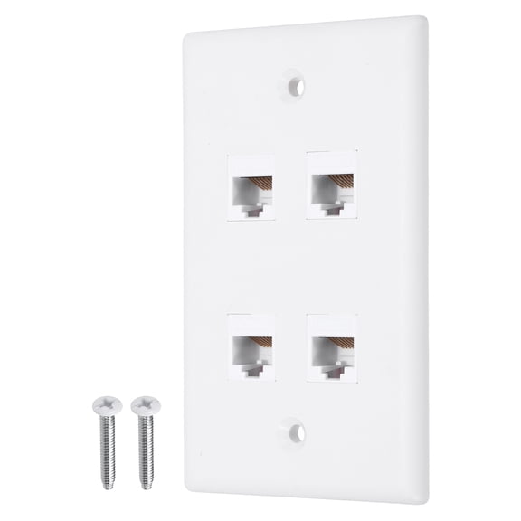 Cat 6 Ethernet Wall Plate, 4 Port RJ45 Key-stone Jack Wall Plates, White