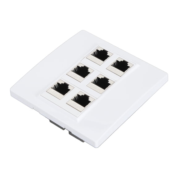 Cat 6 Ethernet Wall Plate 6 Port Female to Female RJ45 Coupler Jack Plate / 3.39 x 3.39 inches (8.6 x 8.6 cm) Gold Plated Contacts Faceplate Network Socket