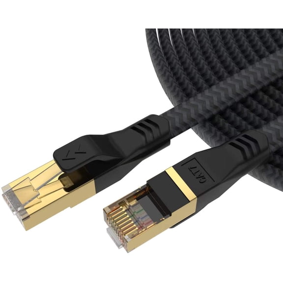 Cat 7 Ethernet Cable 10 Ft, Heavy Duty Flat Long Internet Cable, Shielded Cat7 LAN Network Cable High Speed Gigabit Patch Cords with RJ45 Connector for Gaming PS4, Xbox, PC,Router, Computer