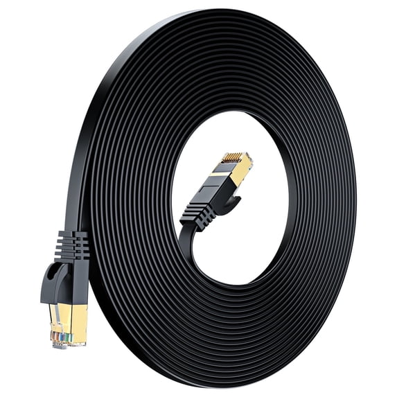 Ethernet Cable 100ft, (Black) - Cat7 High-Speed LAN Cords for Gaming, Streaming, Router, Modem, PC, PS5, Xbox - Slim & Durable Design (100 Feet)