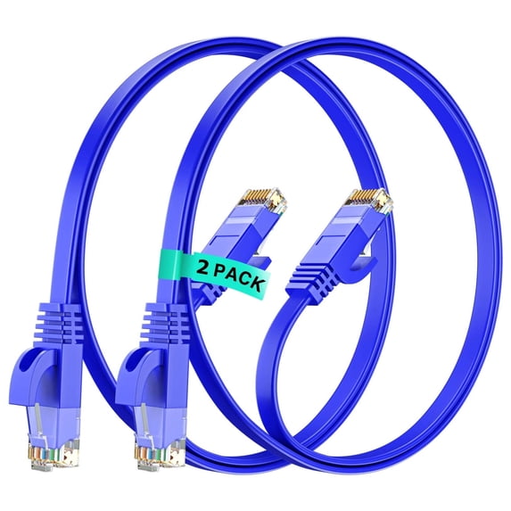 Ethernet Cable 20ft, 2-Pack (Blue) - Cat7 High-Speed LAN Cords for Gaming, Streaming, Router, Modem, PC, PS5, Xbox - Slim & Durable Design (20 Feet)