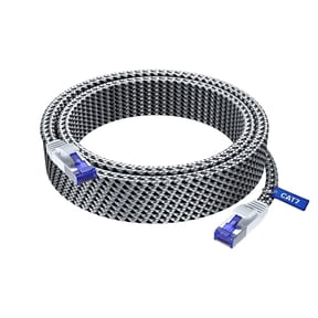 Maximm 25 ft Cat 7 Ethernet Cable, Flat Braided High-Speed Network Internet Patch Cord, White