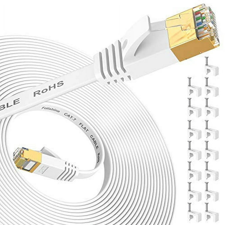 Cat 7 Ethernet Cable 30 ft, High Speed Internet Network Cable with Gold  Plated RJ45 Connector, Shielded Flat Patch Cord LAN Wire for Modem, Switch,  Faster Than Cat5e/Cat5/Cat6/Cat6e- 30 feet 