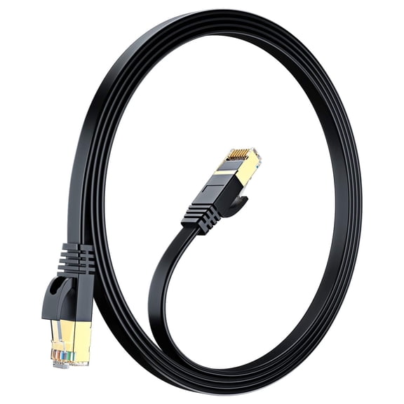 Ethernet Cable 3ft, (Black) - Cat7 High-Speed LAN Cords for Gaming, Streaming, Router, Modem, PC, PS5, Xbox - Slim & Durable Design (3 Feet)