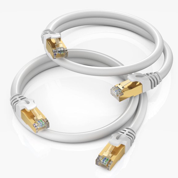 Cat 7 Ethernet Cable 4 ft - (2 Pack) High-Speed Cat7 Internet & Network LAN Patch Cables, RJ45 Connectors - Perfect for Gaming, Streaming, and More (White)