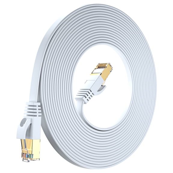 Ethernet Cable 50ft, (White) - Cat7 High-Speed LAN Cords for Gaming, Streaming, Router, Modem, PC, PS5, Xbox - Slim & Durable Design (50 Feet)