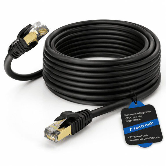 Network Cabloe Rj45 Cat 7 Ethernet Cable 75 Feet Long High Speed Internet Cord Cat7 Rj45 ...