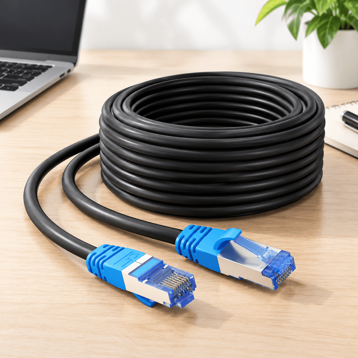 Cat 7 Outdoor Ethernet Cable Round 75FT, 24AWG Pure Copper, Shielded ...