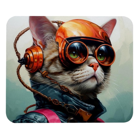 Cat 8.3x9.8 Inch Square Non-Slip Rubber Bottom Mouse Pad, Desk Pad, Desk Mat - Printed Design for Office and Gaming