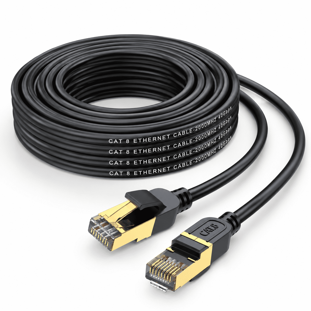 Cat 8 Ethernet Cable 100 Feet High Speed 40Gbps 2000MHz Heavy Duty ...