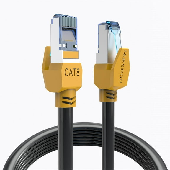 Cat 8 Ethernet Cable 25 ft Black, Multiple Size Options, Heavy Duty High Speed 40Gbps 2000Mhz Shielded with RJ45 Connector, Indoor&Outdoor Internet Network Cables for Router Modem, 25FT