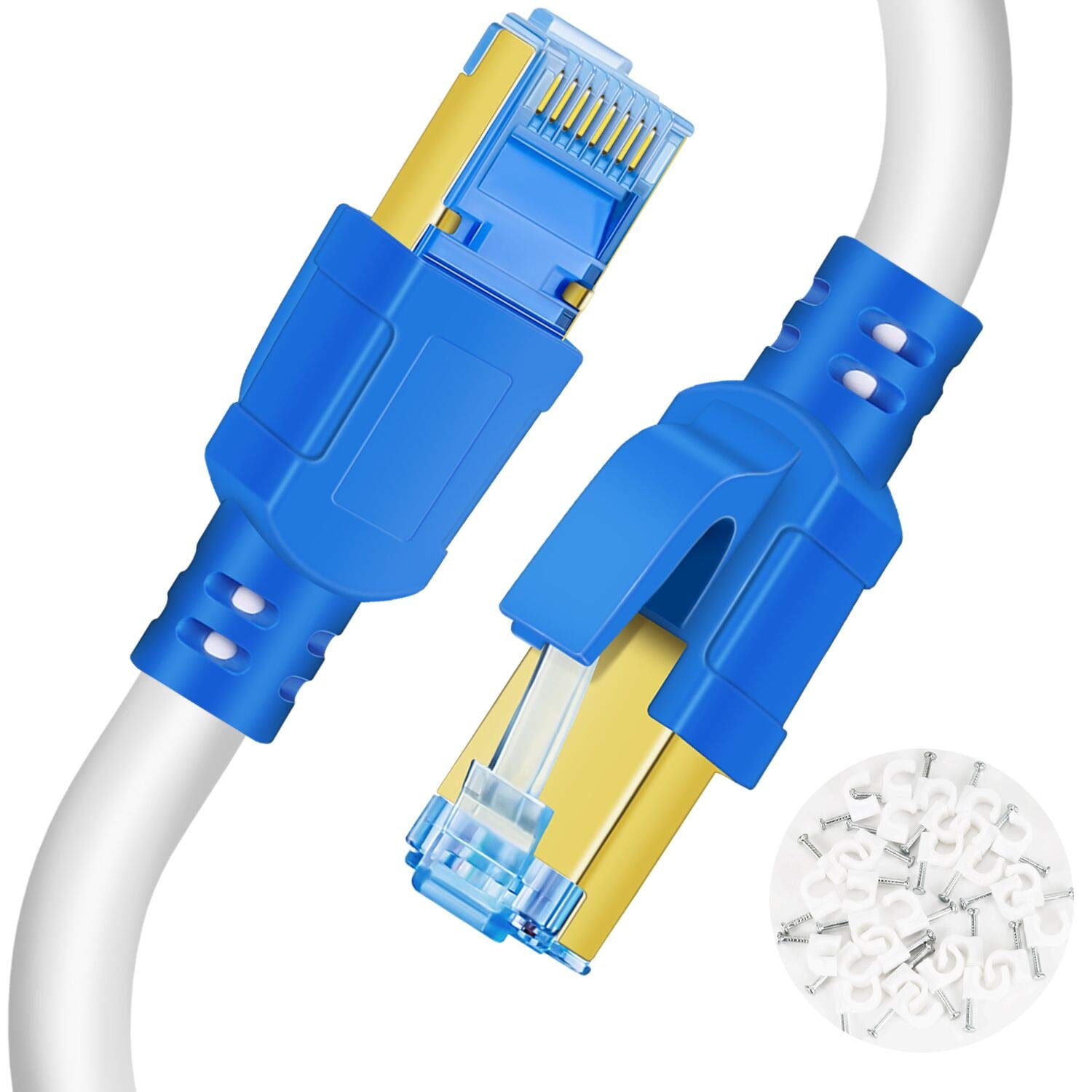 Cat 8 Cable 30ft, Network LAN Cable High Speed Shielded Durable,30 Feet Heavy
