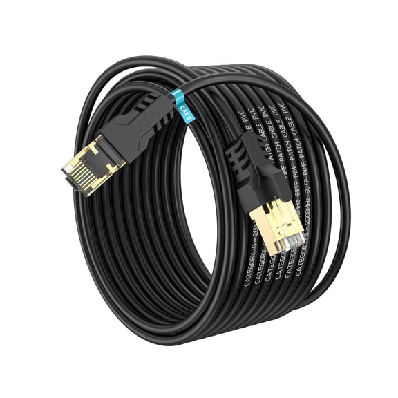 Cat 8 Ethernet Cable 50FT,High Speed 40Gbps,2000Mhz,26AWG,Gold Plated RJ45 Connector,for Outdoor&Indoor,for/PC/Modem/Router/Gaming,Faster Than Cat7/Cat6/Cat5