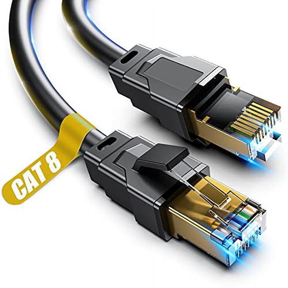 Cat 8 Ethernet Cable 3 ft Shielded, Indoor&Outdoor, Heavy Duty High Speed  Direct Burial 26AWG Cat8 Network Wire, 40Gbps 