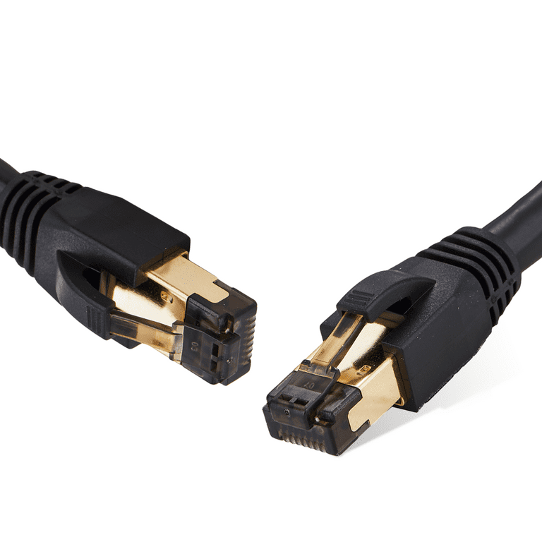 Cat 8 Ethernet Cable Network Patch Black 35ft 40Gbps - Copper Shielded High  Speed Performance Cord -Gold Plated RJ45 Connector 