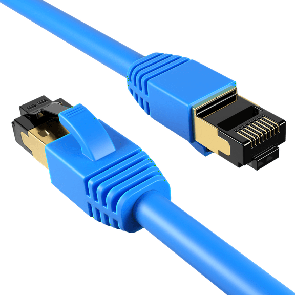 Cables Direct Online 50FT Cat8 Ethernet Cable Blue Copper Shielded RJ45 Cord for Router, PC, Gaming, Servers, PoE Security Cameras, Smart TVs, 40Gbps High-Speed Network Patch