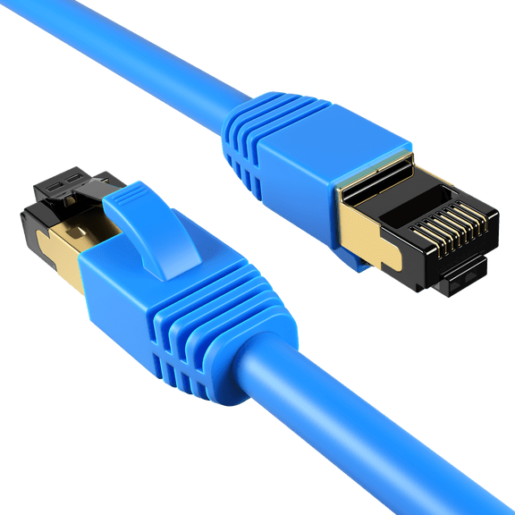 50FT Cat8 Ethernet Cable Blue Copper Shielded RJ45 Cord for Router, PC, Gaming, Servers, PoE Security Cameras, Smart TVs, 40Gbps High-Speed Network Patch, Cables Direct Online