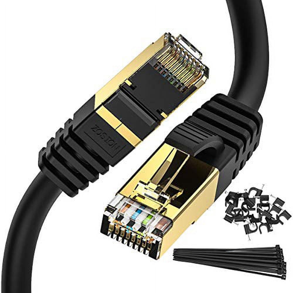 Cat 8 Ethernet Cable 30 FT, High Speed 40Gbps 2000Mhz Shielded 28AWG Cat8  LAN Network Cable with Gold Plated RJ45 Connector, Outdoor&Indoor