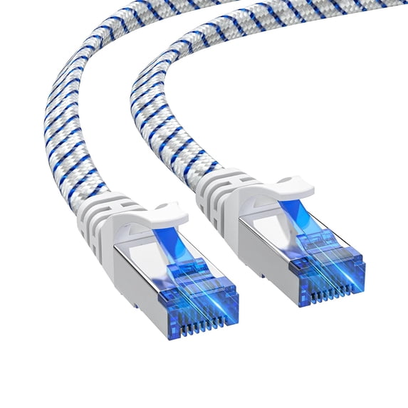 Router No Network Cat 8 Flat Ethernet Cable 100 ft, 40Gbps/2000MHz High Speed Braided ...
