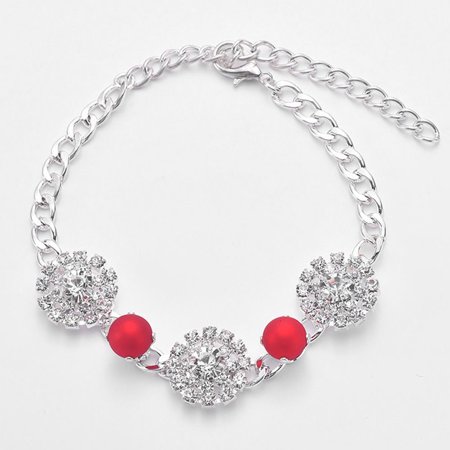 Cat Accessories Adjustable Luxury Rhinestones Pet Necklace Crystal Diamond Pendant Dogs Rhinestone Collar Dog Supplies RED L