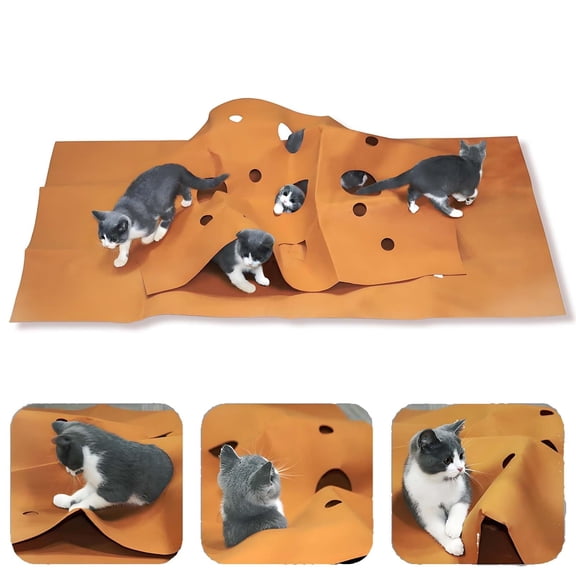 Cat Activity Mat Interactive Play Rug Foldable Scratching Pad Indoor Enrichment Toy for Kittens Space Saving Design