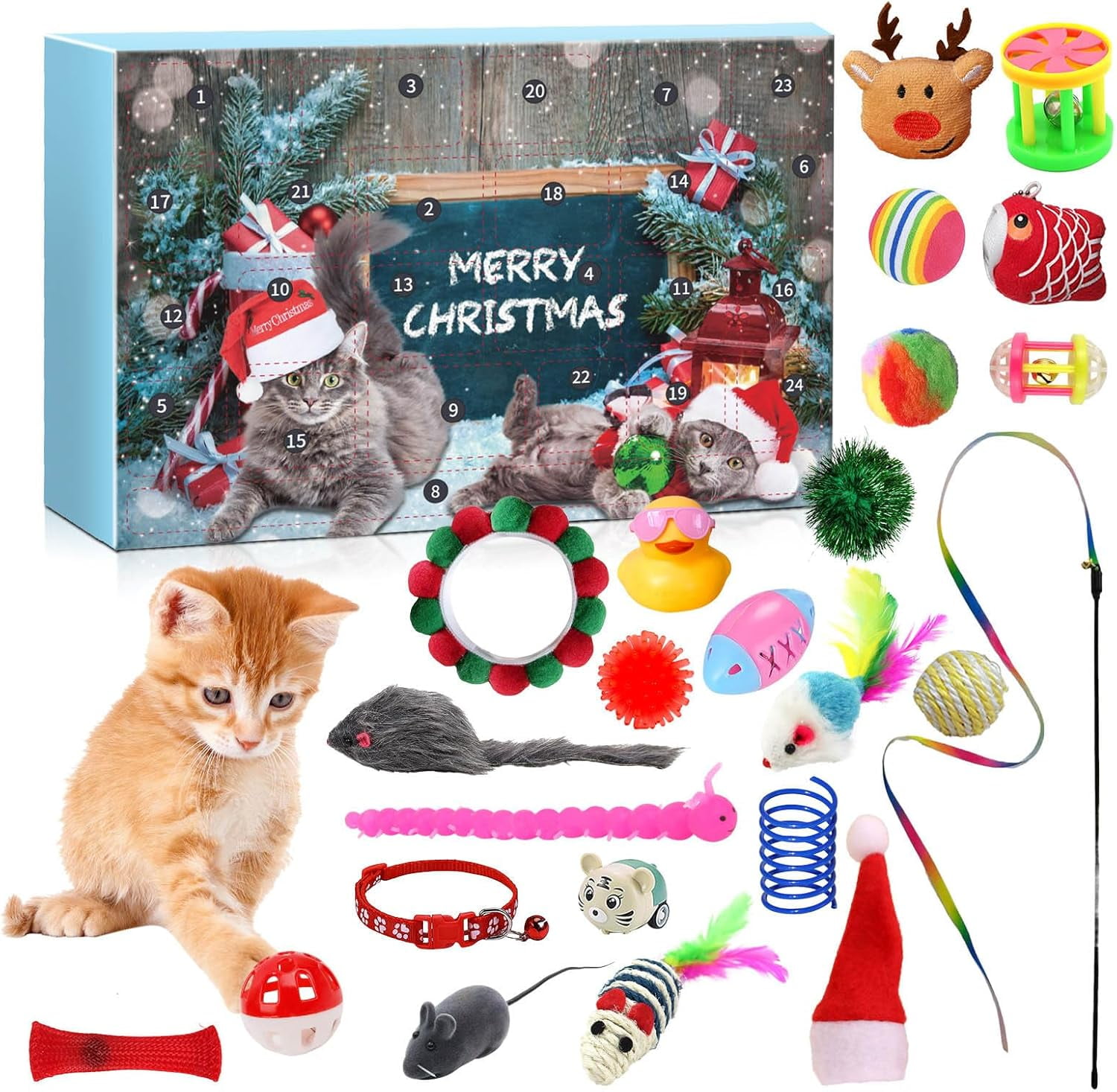 Calendrier De L’Avent 2025 Crystal Cats – 24 Jours Avec Pendentifs Chat 2D – Décompte Noël Halloween Pour Fans De Chats