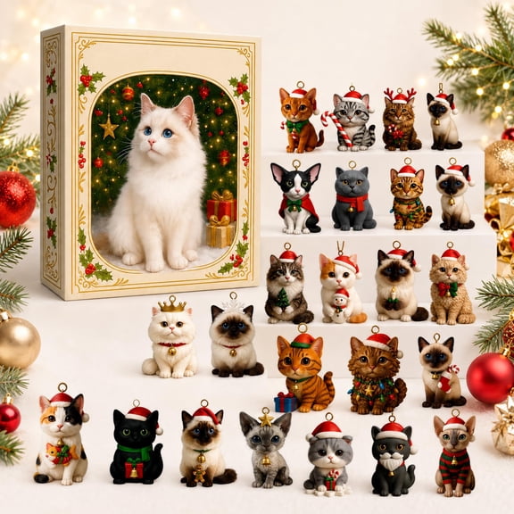 Cat Advent Calendar 2026, 24 Day Christmas Countdown Calendar, Cat Ornaments