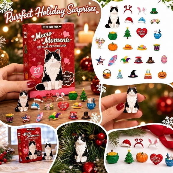 Cat Advent Calendar 2026 Christmas Advent Calendar Toys 27 Day Purrfect Christmas Surprise Box Multi Type Durable Kitten Entertainment Toys for Family Holiday Pet Gift