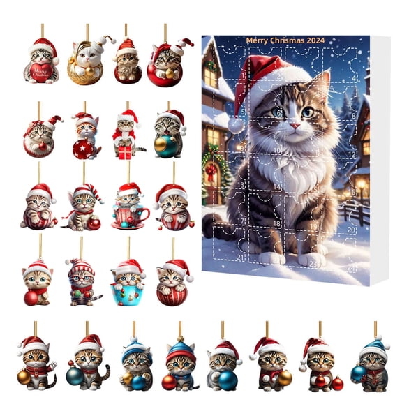 Cat Advent Calendar - 24 Days of Christmas Advent Calendar for Cat Lovers-Cute Kitten Holiday Decor Ornaments,teen boy christmas gifts 2025,christmas gifts for wife,boyfriend christmas gifts(Style A)