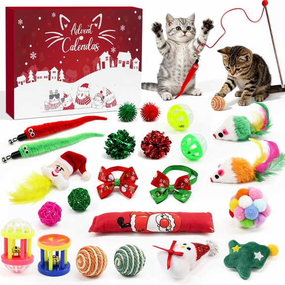 ZALALOVA Cat Advent Calendar 2026,Christmas Cat Interactive Toys for Kittens,24 Day Advent Calendar for Pets Christmas Suprise Gifts